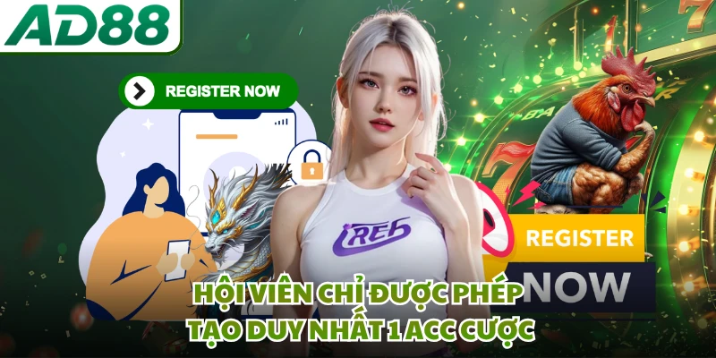 Hội viên chỉ được phép tạo duy nhất 1 acc cược